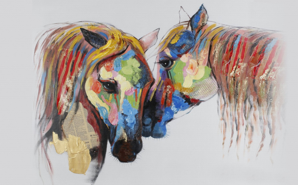 Fotobehang Abstract beeld van paarden die communiceren